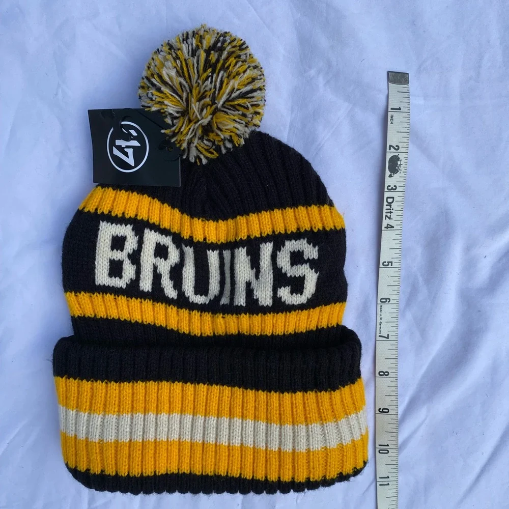 🎉HP🎉NEW BRUINS CUFF KNIT HAT BERING 47 Pom Embroidered B Microfleece one size - Picture 5 of 8